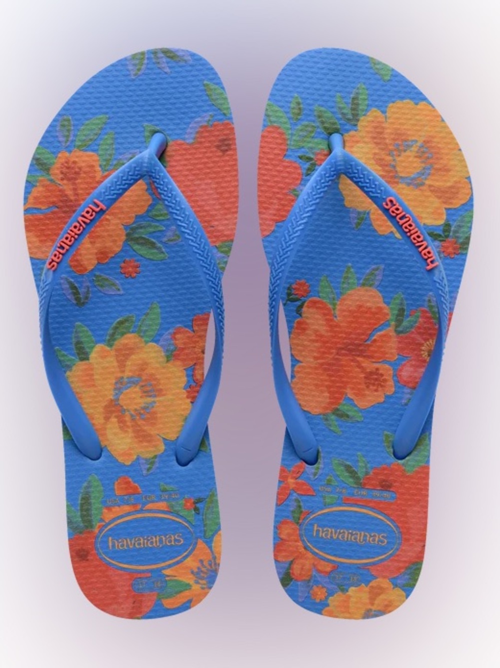 Havaianas Summer Bliss Slim Flip Flops Brilliant Blue 7/8 NWT